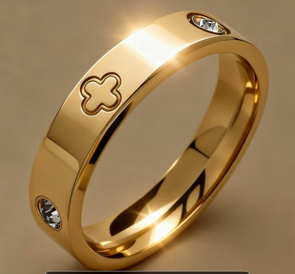 Anillo de acero estilo Van Cleef, Bvlgari, Cartier