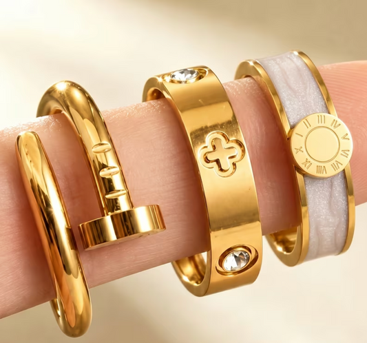 Anillo de acero estilo Van Cleef, Bvlgari, Cartier