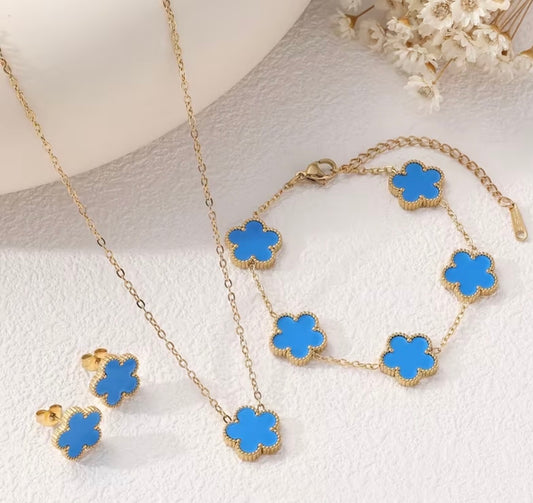 Juego de cadena, pulsera y aretes Van Cleef