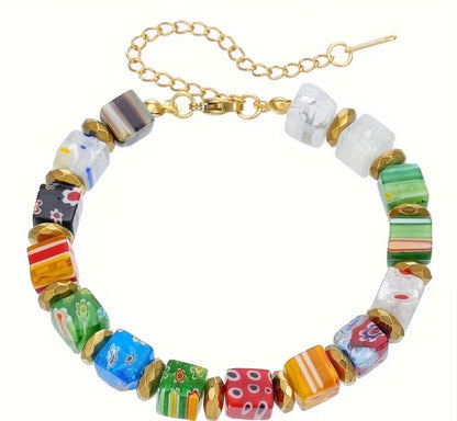 Pulsera Trendy con cuentas cuadradas de colores