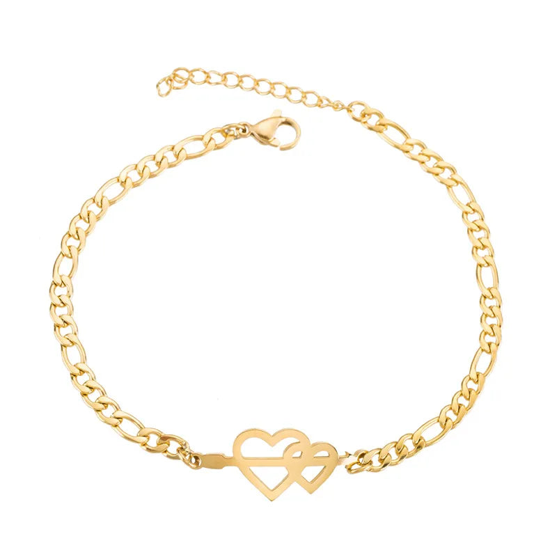 Pulsera de acero corazones entrelazados