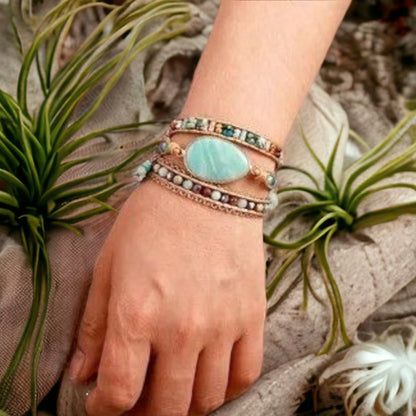 Pulsera enrollable de piedra celeste