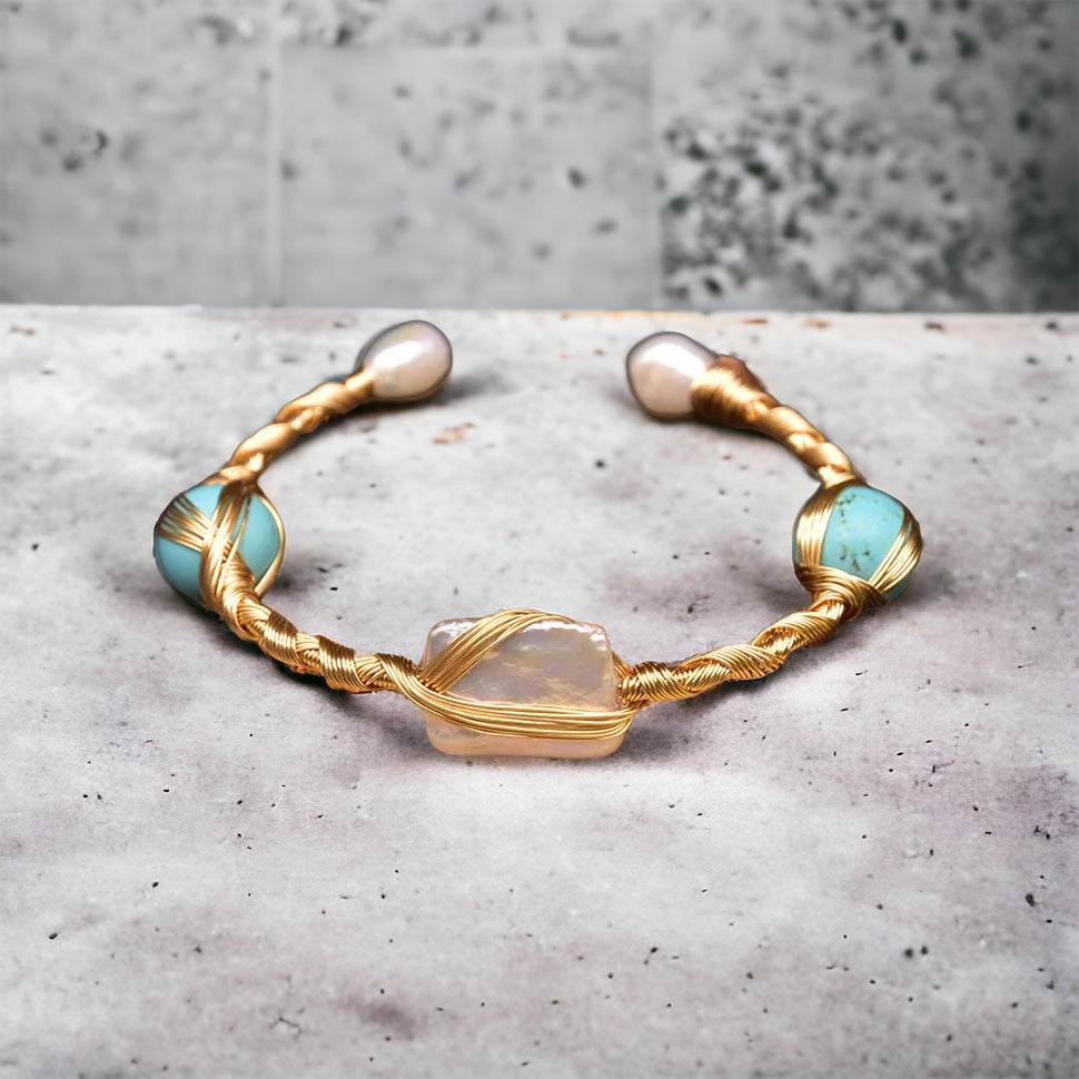 Pulsera de acero con perla de agua dulce